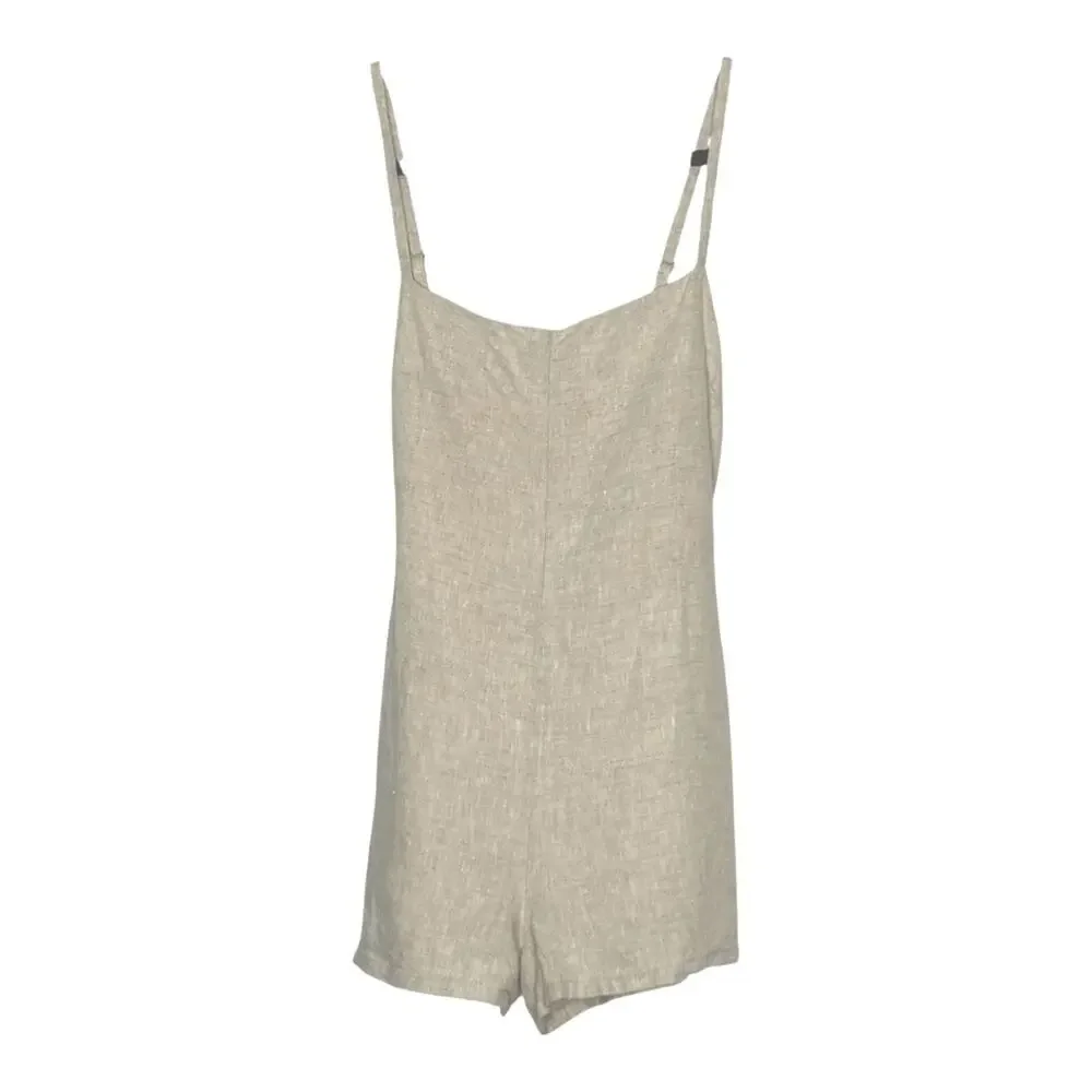 Reformation Harper Linen Romper in Oatmeal 100% Linen Size 6